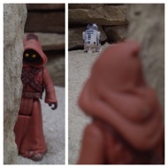 Not convinced he is alone, Artoo continues on his way. In the distance, a small dark figure darts into the shadows. #starwars #anhwt #starwarstoycrew #jbscrew #blackdeathcrew #starwarstoypix #toyshelf